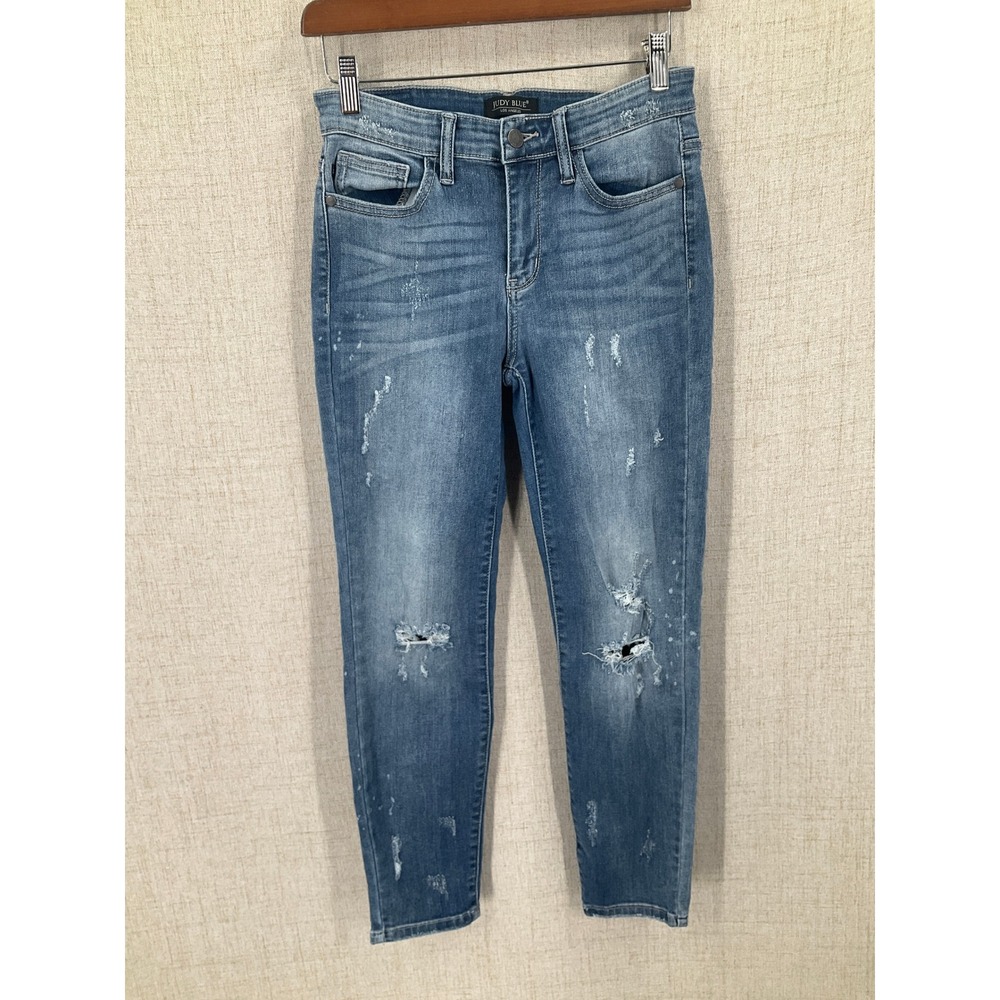 Judy‎ Blue Relaxed Fit Jeans Womens 7/28 Blue Cotton Blend Distressed